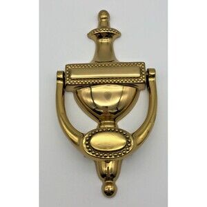 Brass Door Knocker Classic Bright Gold Finish Engravable